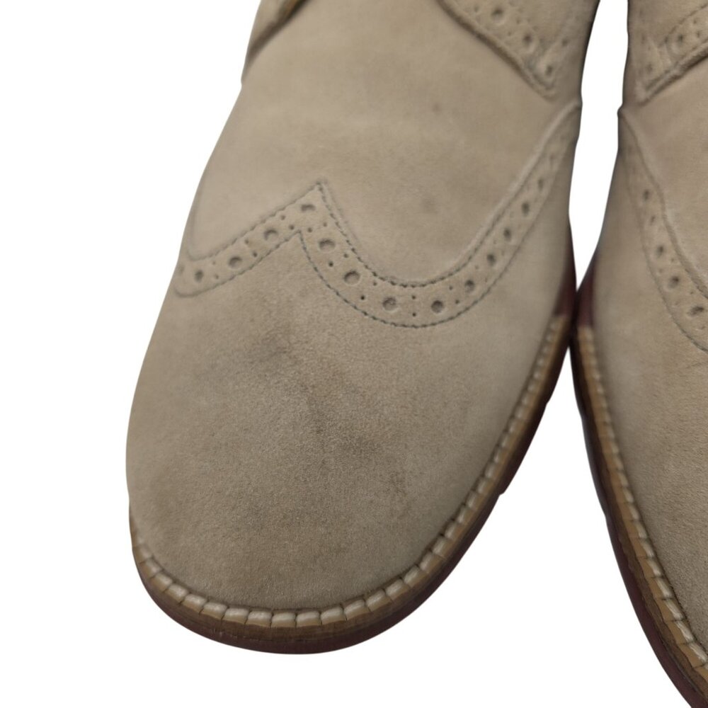 Cole Haan Grand OS Suede Derby Shoes Mens Beige Wing Tip Lace Up Size 10 M - Picture 12 of 12